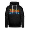 Premium Lake Tahoe, California Hoodie - Retro Mountain & Birds Premium Men's Lake Tahoe Sweatshirt / Hoodie - charcoal grey