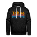 Premium Lake Tahoe, California Hoodie - Retro Mountain & Birds Premium Men's Lake Tahoe Sweatshirt / Hoodie - charcoal grey