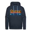 Premium Ouray, Colorado Hoodie - Retro Mountain & Birds Premium Men's Ouray Sweatshirt / Hoodie - navy