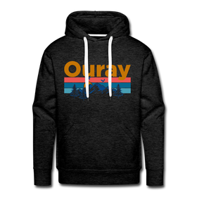 Premium Ouray, Colorado Hoodie - Retro Mountain & Birds Premium Men's Ouray Sweatshirt / Hoodie