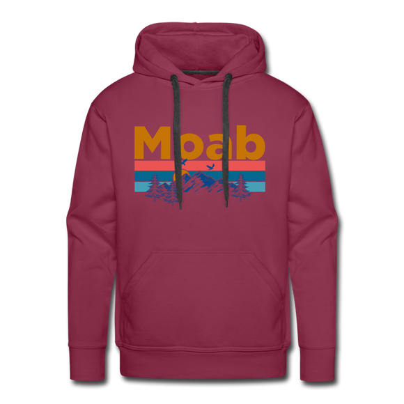Premium Moab, Utah Hoodie - Retro Mountain & Birds Premium Men's Moab Sweatshirt / Hoodie - burgundy