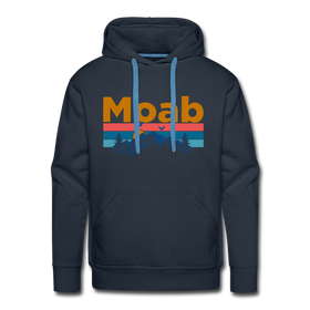 Premium Moab, Utah Hoodie - Retro Mountain & Birds Premium Men's Moab Sweatshirt / Hoodie - navy