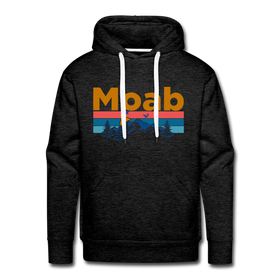 Premium Moab, Utah Hoodie - Retro Mountain & Birds Premium Men's Moab Sweatshirt / Hoodie - charcoal grey