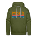 Premium Moab, Utah Hoodie - Retro Mountain & Birds Premium Men's Moab Sweatshirt / Hoodie - olive green