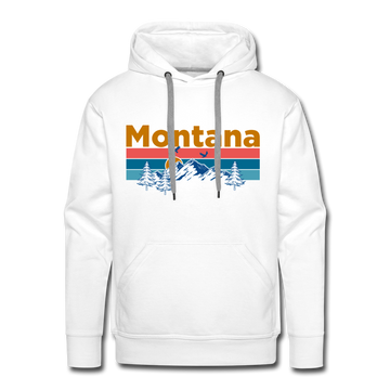 Premium Montana Hoodie - Retro Mountain & Birds Premium Men's Montana Sweatshirt / Hoodie - white