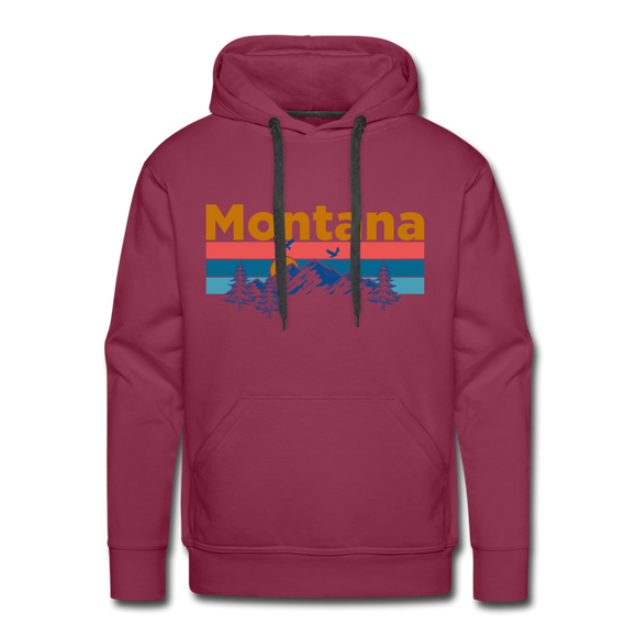 Premium Montana Hoodie - Retro Mountain & Birds Premium Men's Montana Sweatshirt / Hoodie - burgundy