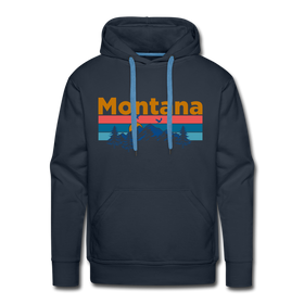 Premium Montana Hoodie - Retro Mountain & Birds Premium Men's Montana Sweatshirt / Hoodie - navy