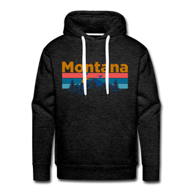 Premium Montana Hoodie - Retro Mountain & Birds Premium Men's Montana Sweatshirt / Hoodie - charcoal grey