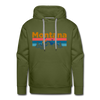 Premium Montana Hoodie - Retro Mountain & Birds Premium Men's Montana Sweatshirt / Hoodie - olive green