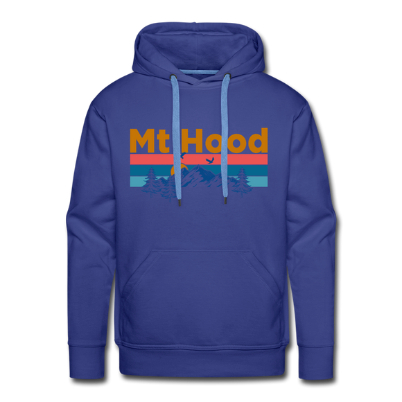 Premium Mt Hood, Oregon Hoodie - Retro Mountain & Birds Premium Men's Mt Hood Sweatshirt / Hoodie - royalblue