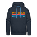 Premium Mt Hood, Oregon Hoodie - Retro Mountain & Birds Premium Men's Mt Hood Sweatshirt / Hoodie - navy
