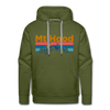 Premium Mt Hood, Oregon Hoodie - Retro Mountain & Birds Premium Men's Mt Hood Sweatshirt / Hoodie - olive green