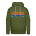 Premium Mt Hood, Oregon Hoodie - Retro Mountain & Birds Premium Men's Mt Hood Sweatshirt / Hoodie - olive green