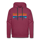 Premium North Carolina Hoodie - Retro Mountain & Birds Premium Men's North Carolina Sweatshirt / Hoodie - burgundy