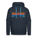 Premium North Carolina Hoodie - Retro Mountain & Birds Premium Men's North Carolina Sweatshirt / Hoodie - navy