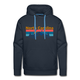 Premium North Carolina Hoodie - Retro Mountain & Birds Premium Men's North Carolina Sweatshirt / Hoodie - navy