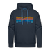 Premium North Carolina Hoodie - Retro Mountain & Birds Premium Men's North Carolina Sweatshirt / Hoodie - navy