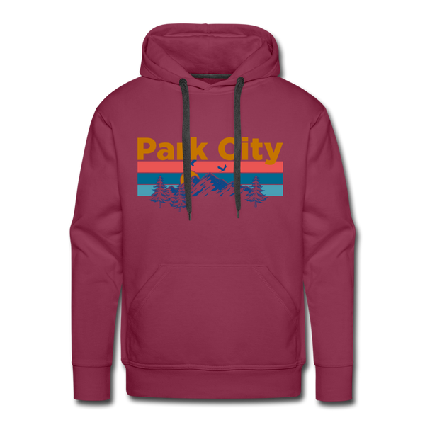 Premium Park City, Utah Hoodie - Retro Mountain & Birds Premium Men's Park City Sweatshirt / Hoodie - burgundy