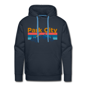 Premium Park City, Utah Hoodie - Retro Mountain & Birds Premium Men's Park City Sweatshirt / Hoodie - navy