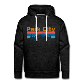 Premium Park City, Utah Hoodie - Retro Mountain & Birds Premium Men's Park City Sweatshirt / Hoodie - charcoal grey