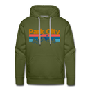 Premium Park City, Utah Hoodie - Retro Mountain & Birds Premium Men's Park City Sweatshirt / Hoodie - olive green