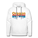 Premium Oregon Hoodie - Retro Mountain & Birds Premium Men's Oregon Sweatshirt / Hoodie - white