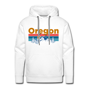Premium Oregon Hoodie - Retro Mountain & Birds Premium Men's Oregon Sweatshirt / Hoodie - white