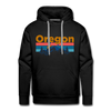 Premium Oregon Hoodie - Retro Mountain & Birds Premium Men's Oregon Sweatshirt / Hoodie