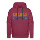Premium Oregon Hoodie - Retro Mountain & Birds Premium Men's Oregon Sweatshirt / Hoodie - burgundy