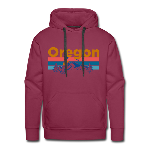 Premium Oregon Hoodie - Retro Mountain & Birds Premium Men's Oregon Sweatshirt / Hoodie - burgundy