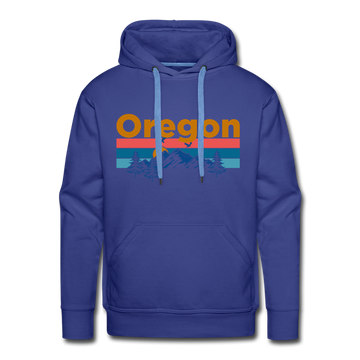 Premium Oregon Hoodie - Retro Mountain & Birds Premium Men's Oregon Sweatshirt / Hoodie - royalblue