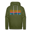 Premium Oregon Hoodie - Retro Mountain & Birds Premium Men's Oregon Sweatshirt / Hoodie