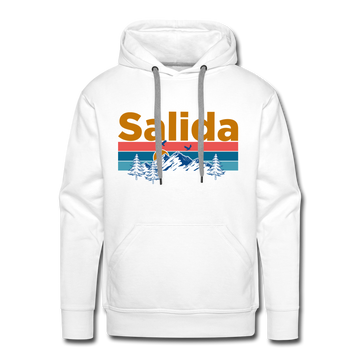 Premium Salida, Colorado Hoodie - Retro Mountain & Birds Premium Men's Salida Sweatshirt / Hoodie - white