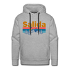 Premium Salida, Colorado Hoodie - Retro Mountain & Birds Premium Men's Salida Sweatshirt / Hoodie - heather grey