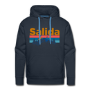 Premium Salida, Colorado Hoodie - Retro Mountain & Birds Premium Men's Salida Sweatshirt / Hoodie - navy