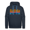 Premium Salida, Colorado Hoodie - Retro Mountain & Birds Premium Men's Salida Sweatshirt / Hoodie - navy