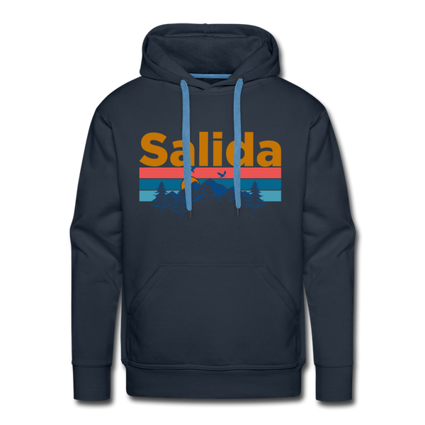 Premium Salida, Colorado Hoodie - Retro Mountain & Birds Premium Men's Salida Sweatshirt / Hoodie - navy