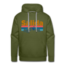 Premium Salida, Colorado Hoodie - Retro Mountain & Birds Premium Men's Salida Sweatshirt / Hoodie - olive green
