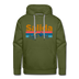Premium Salida, Colorado Hoodie - Retro Mountain & Birds Premium Men's Salida Sweatshirt / Hoodie - olive green