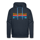 Premium Steamboat, Colorado Hoodie - Retro Mountain & Birds Premium Men's Steamboat Sweatshirt / Hoodie - navy