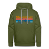 Premium Steamboat, Colorado Hoodie - Retro Mountain & Birds Premium Men's Steamboat Sweatshirt / Hoodie - olive green