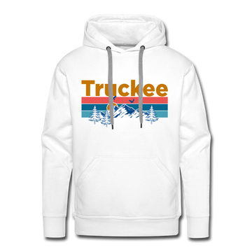 Premium Truckee, California Hoodie - Retro Mountain & Birds Premium Men's Truckee Sweatshirt / Hoodie - white