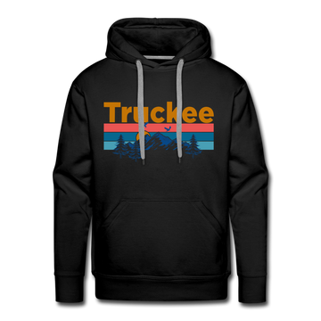 Premium Truckee, California Hoodie - Retro Mountain & Birds Premium Men's Truckee Sweatshirt / Hoodie - black