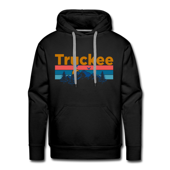 Premium Truckee, California Hoodie - Retro Mountain & Birds Premium Men's Truckee Sweatshirt / Hoodie - black