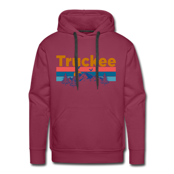 Premium Truckee, California Hoodie - Retro Mountain & Birds Premium Men's Truckee Sweatshirt / Hoodie - burgundy