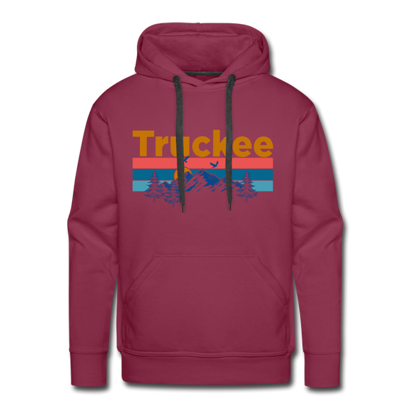 Premium Truckee, California Hoodie - Retro Mountain & Birds Premium Men's Truckee Sweatshirt / Hoodie - burgundy