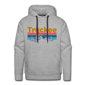 Premium Truckee, California Hoodie - Retro Mountain & Birds Premium Men's Truckee Sweatshirt / Hoodie - heather grey