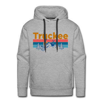 Premium Truckee, California Hoodie - Retro Mountain & Birds Premium Men's Truckee Sweatshirt / Hoodie - heather grey