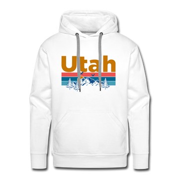 Premium Utah Hoodie - Retro Mountain & Birds Premium Men's Utah Sweatshirt / Hoodie - white