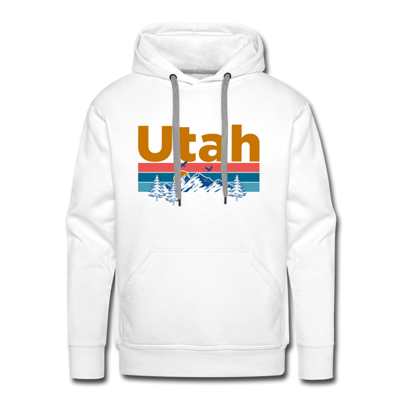Premium Utah Hoodie - Retro Mountain & Birds Premium Men's Utah Sweatshirt / Hoodie - white